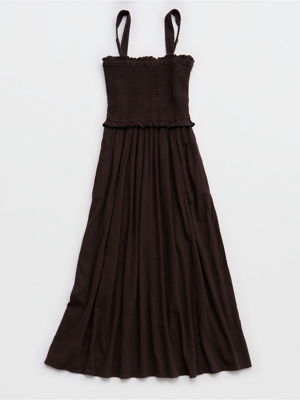 NWT Aerie American Eagle Smocked Bodice Maxi Dress Dark Brown sold out online
